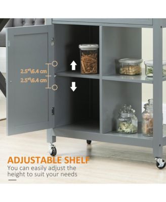 Wooden Kitchen Serving Storage Cart Serving Cabinet with Shelves