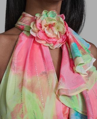 Women’s Printed Ruffle Neck Dress