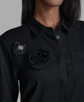 Women's Drop Waist Collared Shirt Dress