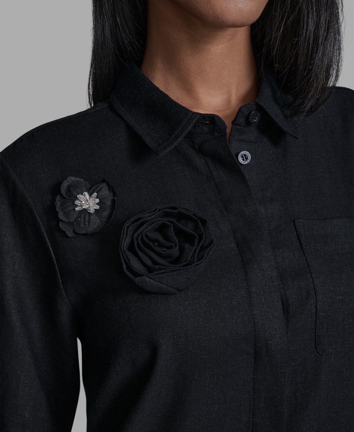 Karl Lagerfeld Paris Women's Drop Waist Collared Shirt Dress