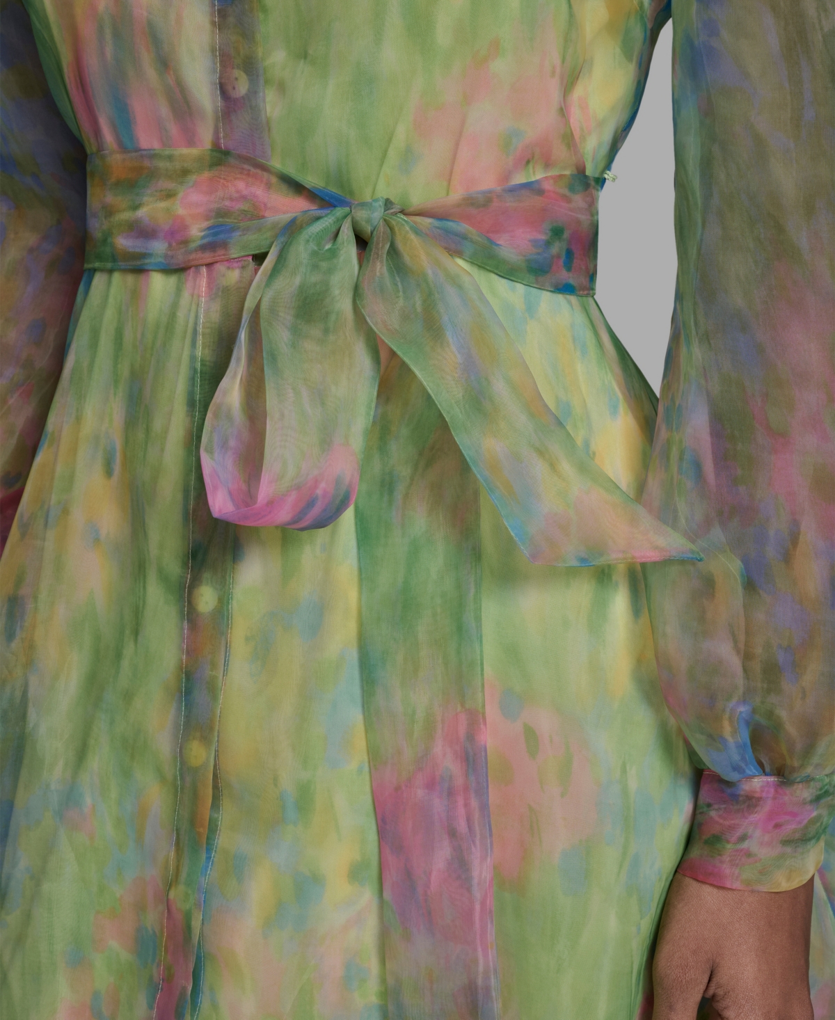 Karl Lagerfeld Paris Women's Printed Puff-Sleeve Collared Dress