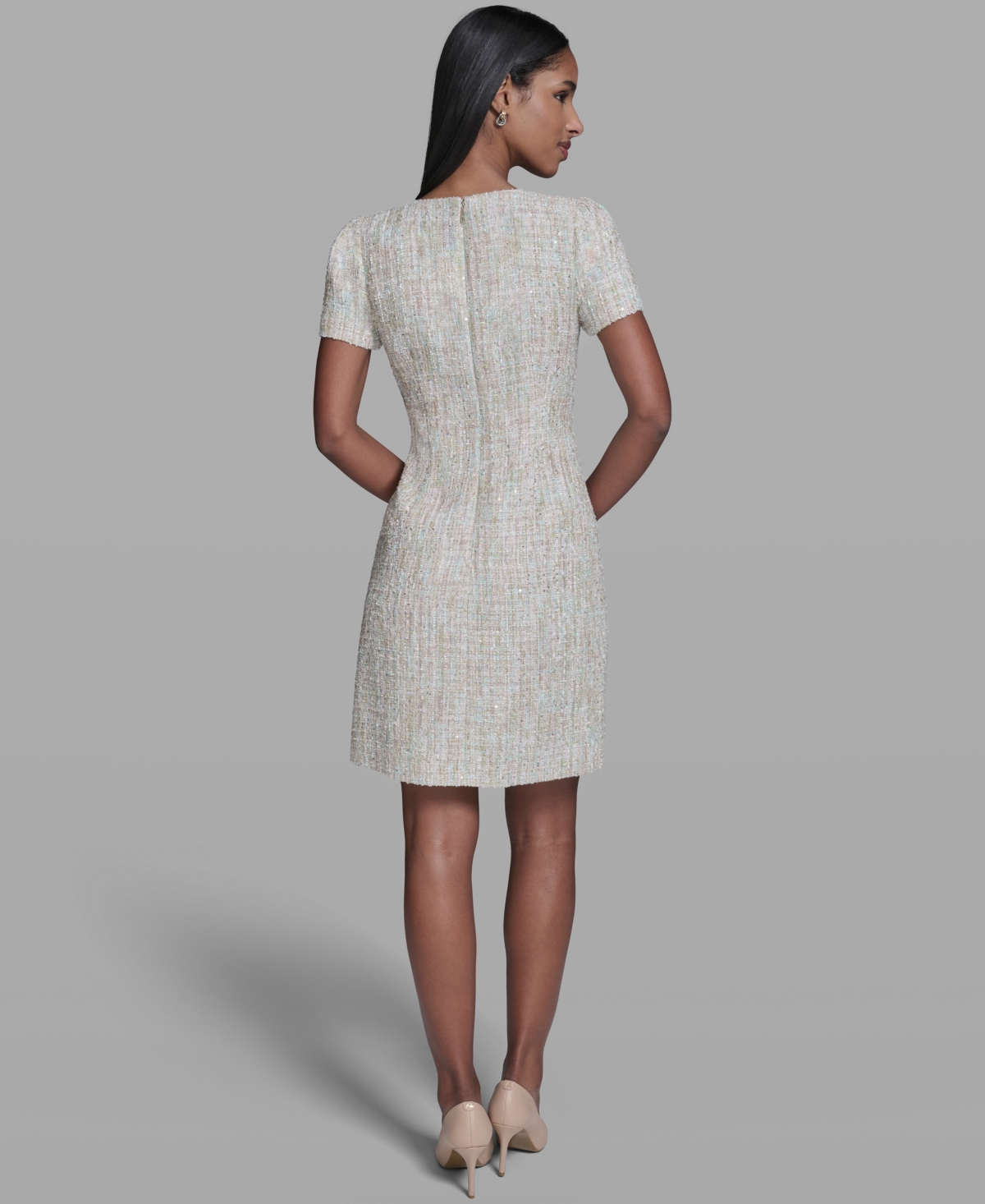 Karl Lagerfeld Paris Women's Sequined Textured Crewneck Dress