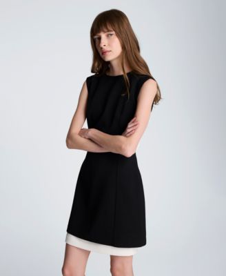 Women's Color Blocked Hem Boat Neck Dress