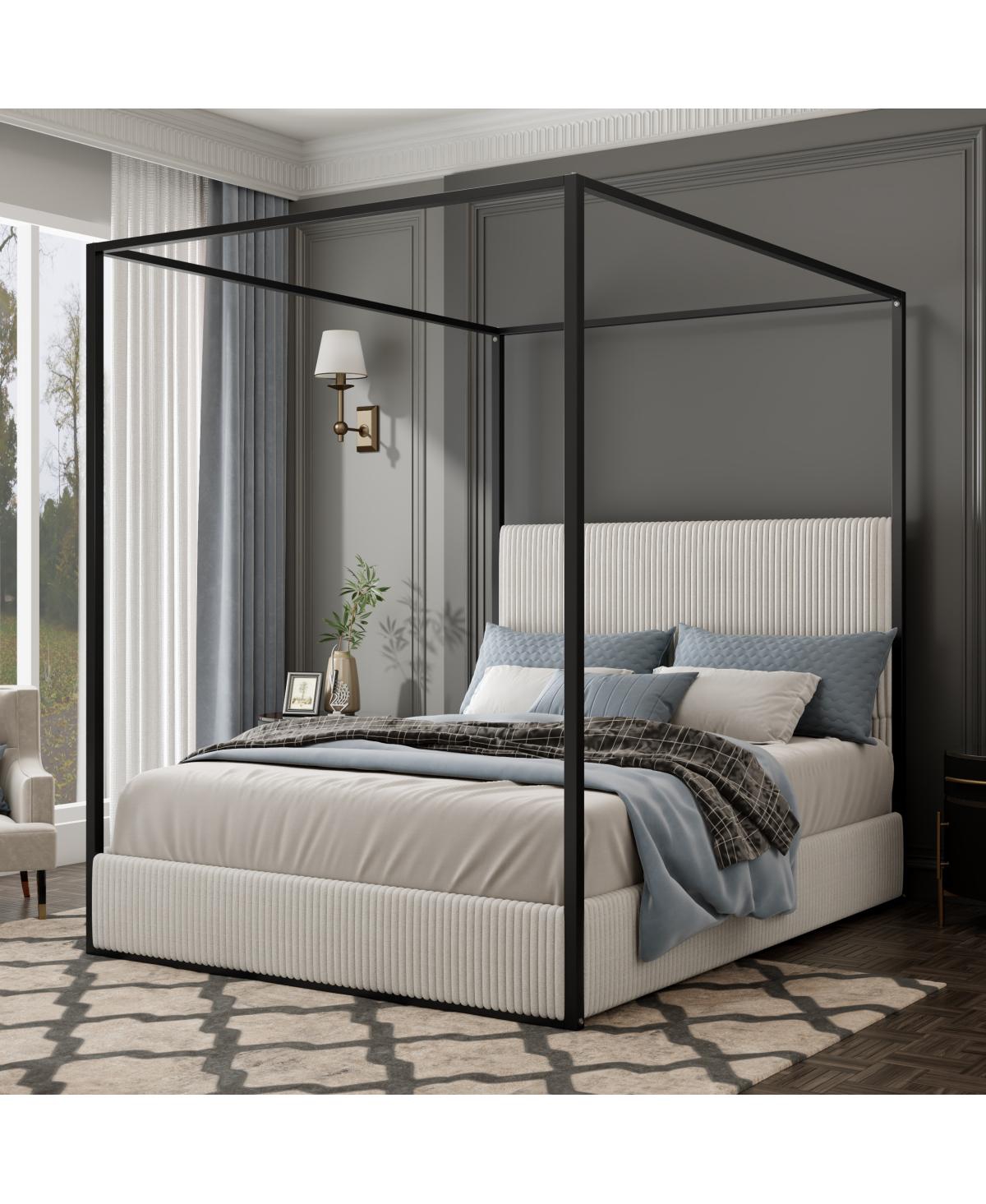 Streamdale Furniture Queen size Modern Luxury Metal Canopy Bed