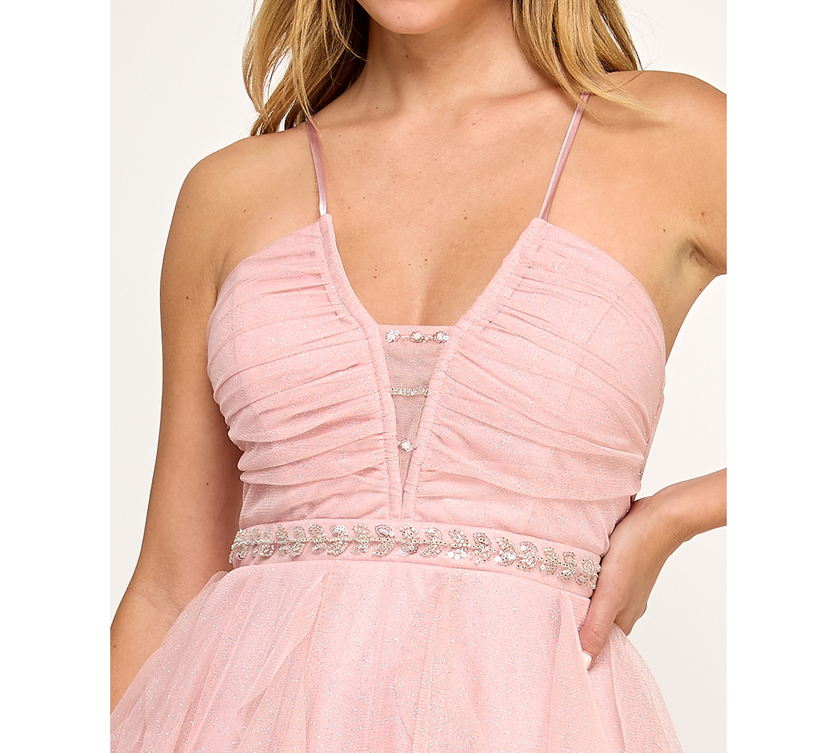 pear culture Juniors' Strappy Petal Detail Skirt Dress