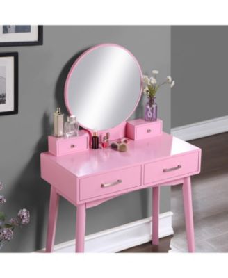 Liannon Contemporary Wood Vanity and Stool Set