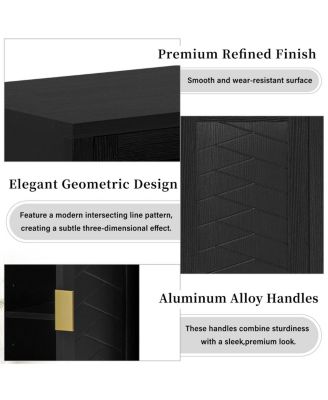 Streamdale 55.1" 4-Door Storage Sideboard with Open Shelf & Adjustable Shelves