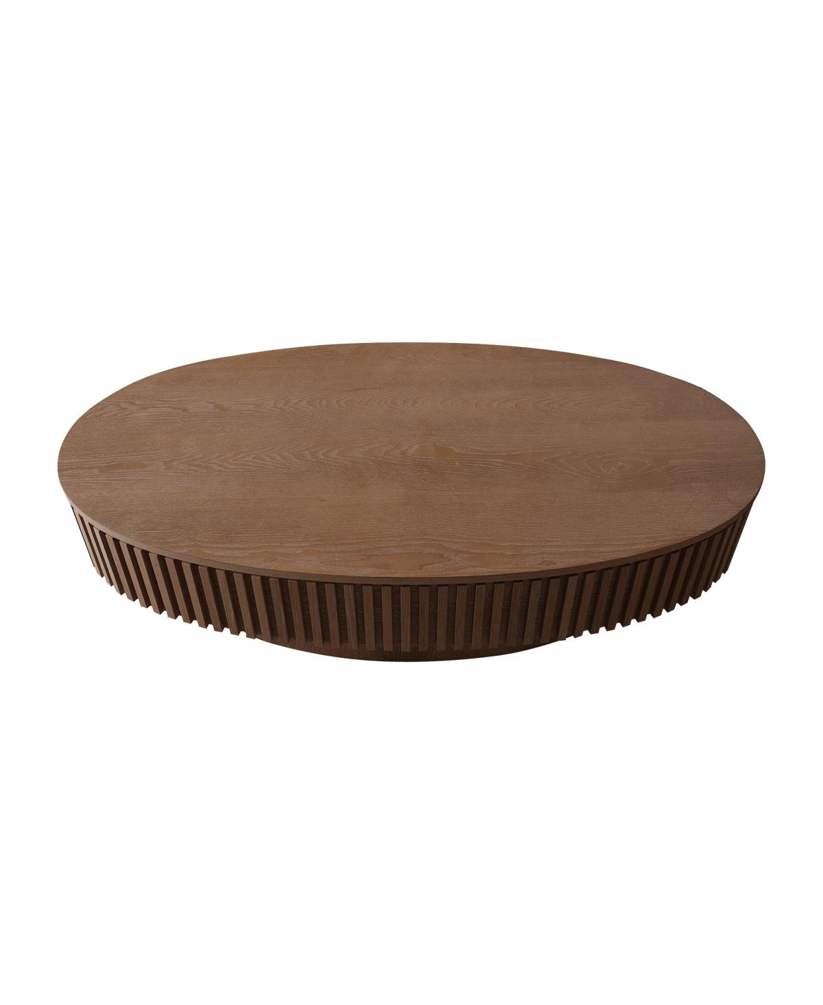 Streamdale Furniture 47" Oval Storage Coffee Table, Solid Wood Veneer, Walnut