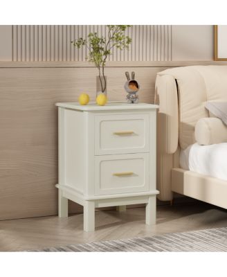  Modern 2-Drawer Nightstand with Gold Handles
