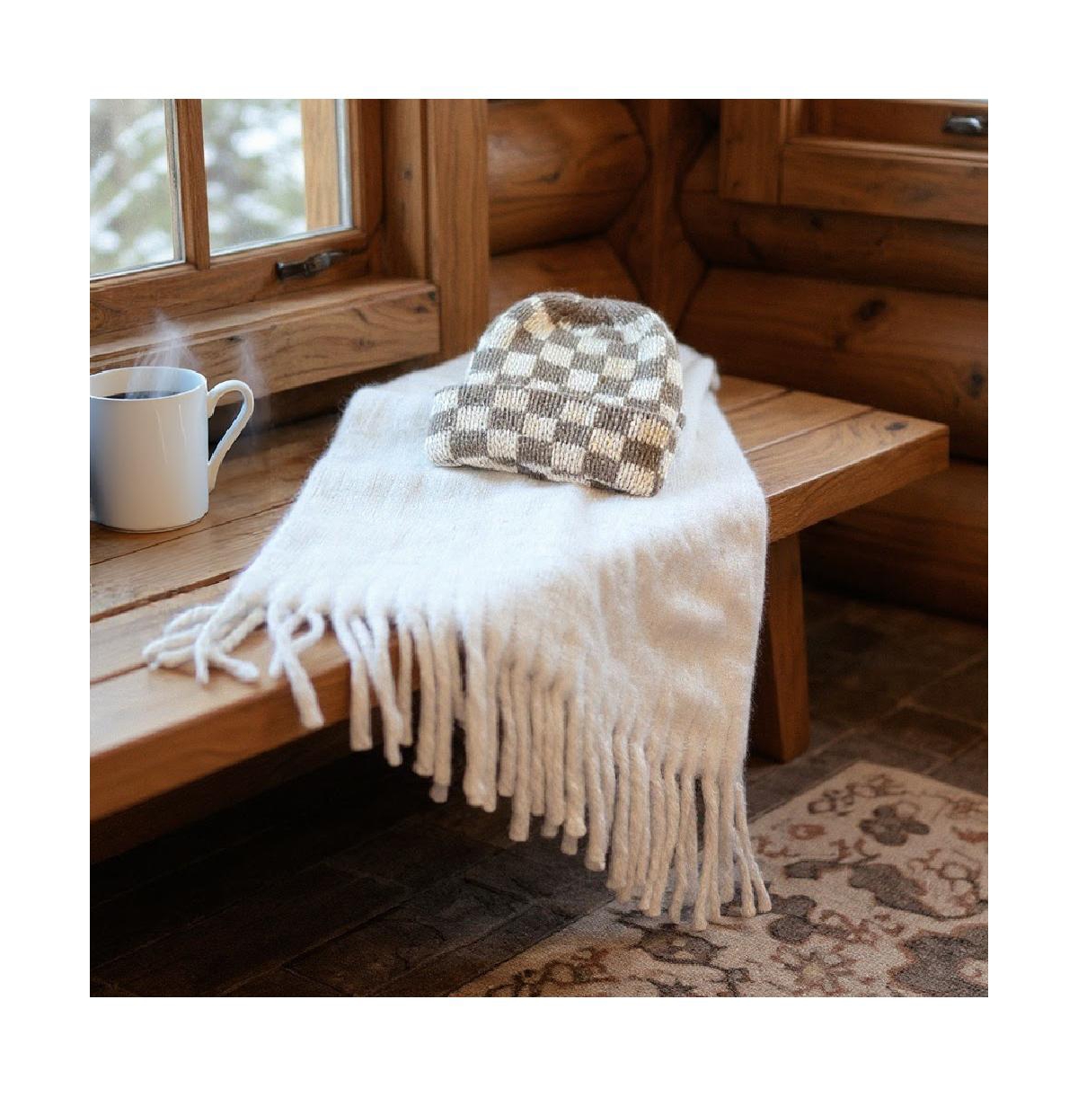 Women's Oversized Fringe Scarf - Ivory