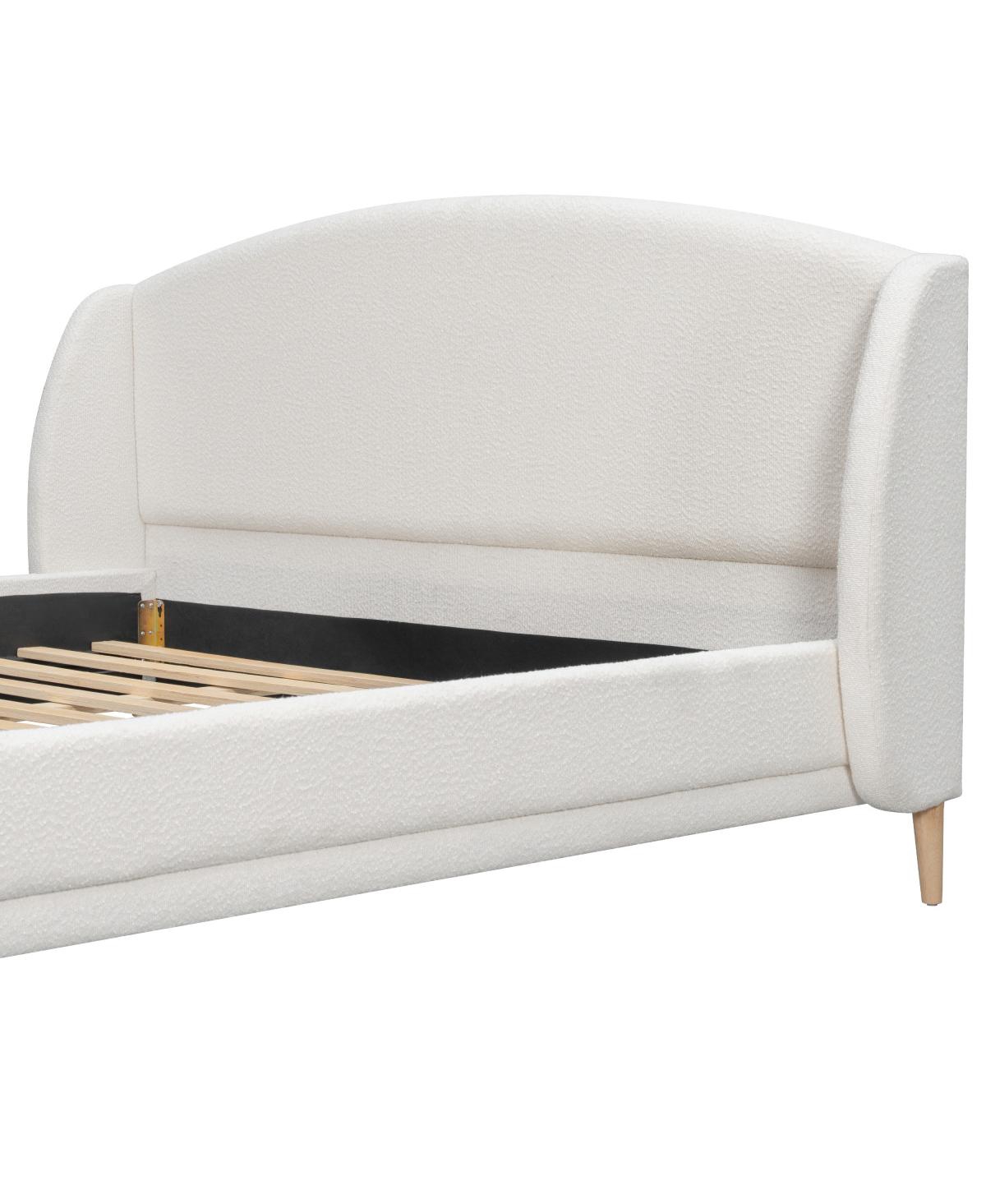 Streamdale Furniture King Size Boucle Upholstered Bed Frame with Wingback Headboard