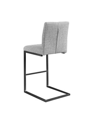 Bar Stool – Light Gray Fabric Chair with Black Metal Frame (2 Sets)