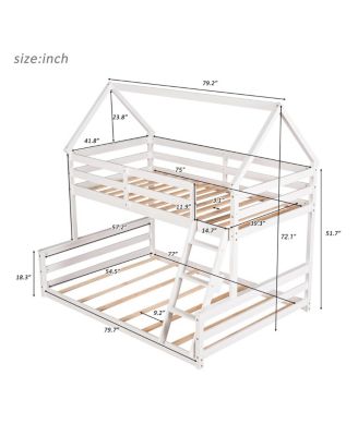 Twin over Full House Bunk Bed with Built-in Ladder