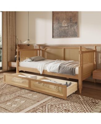 Antique Walnut Twin Daybed with Drawers for Space-Saving