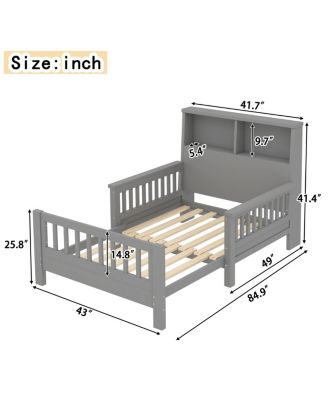 Twin Storage Platform Bed with Headboard & Pull-Out