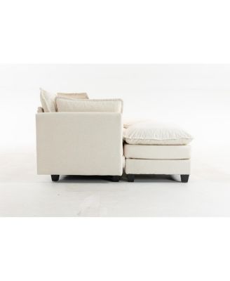 Modern 4-Seat Sectional Sofa with 2 Ottomans & Pillows, 149.61