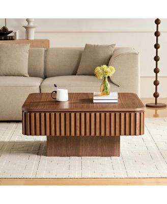 Modern Handcraft Drum Coffee Table with Hidden Storage