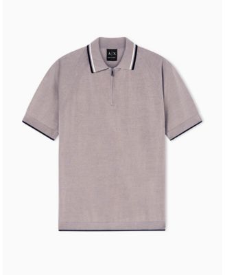 Men's Short Sleeve Zip Polo with Tipping Sweater