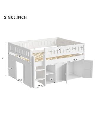 Loft Bed with Storage Cabinet and Chalkboard Panel