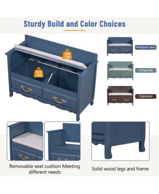 Shoe Bench with Removable Cushion & Hidden Storage