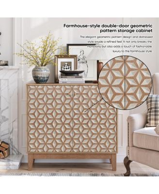 31.5-inch geometric sideboard with 2 doors and adjustable shelves.