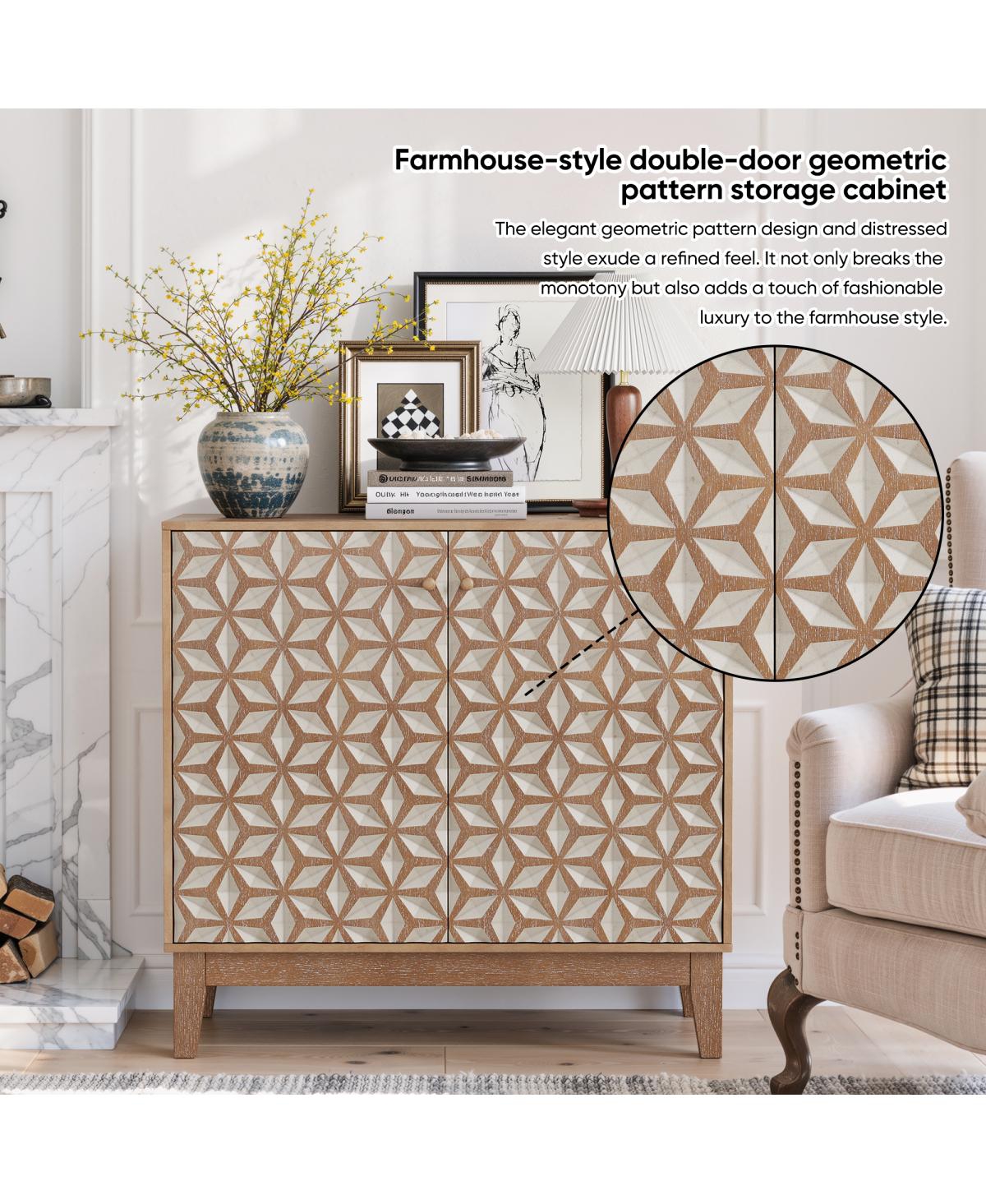 Streamdale Furniture 31.5-inch geometric sideboard with 2 doors and adjustable shelves.