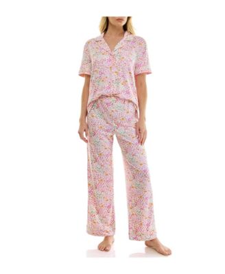 Women's Short-Sleeve Shirt and Pants, 2-Piece Pajama Set
