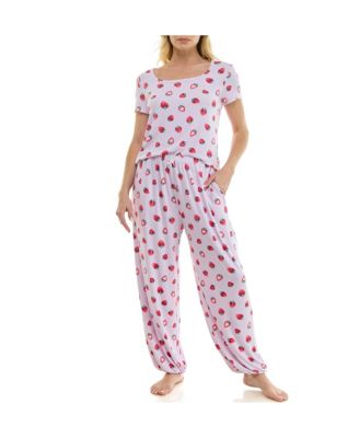 Women's Short-Sleeve T-Shirt & Balloon Pants, 2-Piece Pajama Set