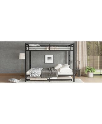 Queen over Queen Metal Bunk Bed with Twin Size Trundle