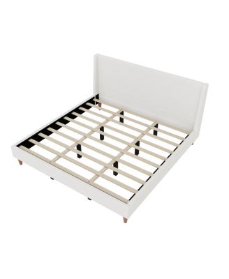 Modern Ivory Boucle Upholstered Platform Bed