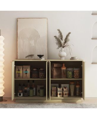 Wood Modern Buffet Cabinet with Storage, Fluted Sideboard, Credenza, Accent Cabinet