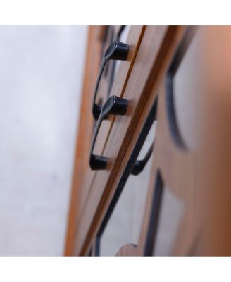 Sideboard with 3 Glass Doors, Adjustable Shelf, Dark Oak Laminate