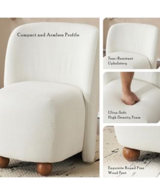 Modern Low Back Accent Chair, Armless for Small Spaces