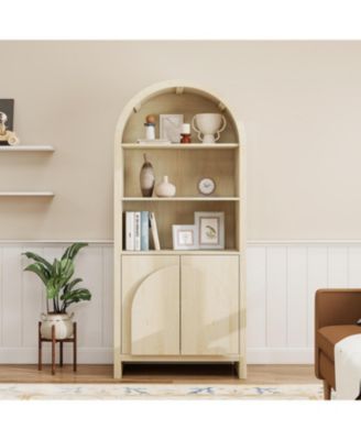 Arched Kitchen Pantry Cabinet with Adjustable Shelves
