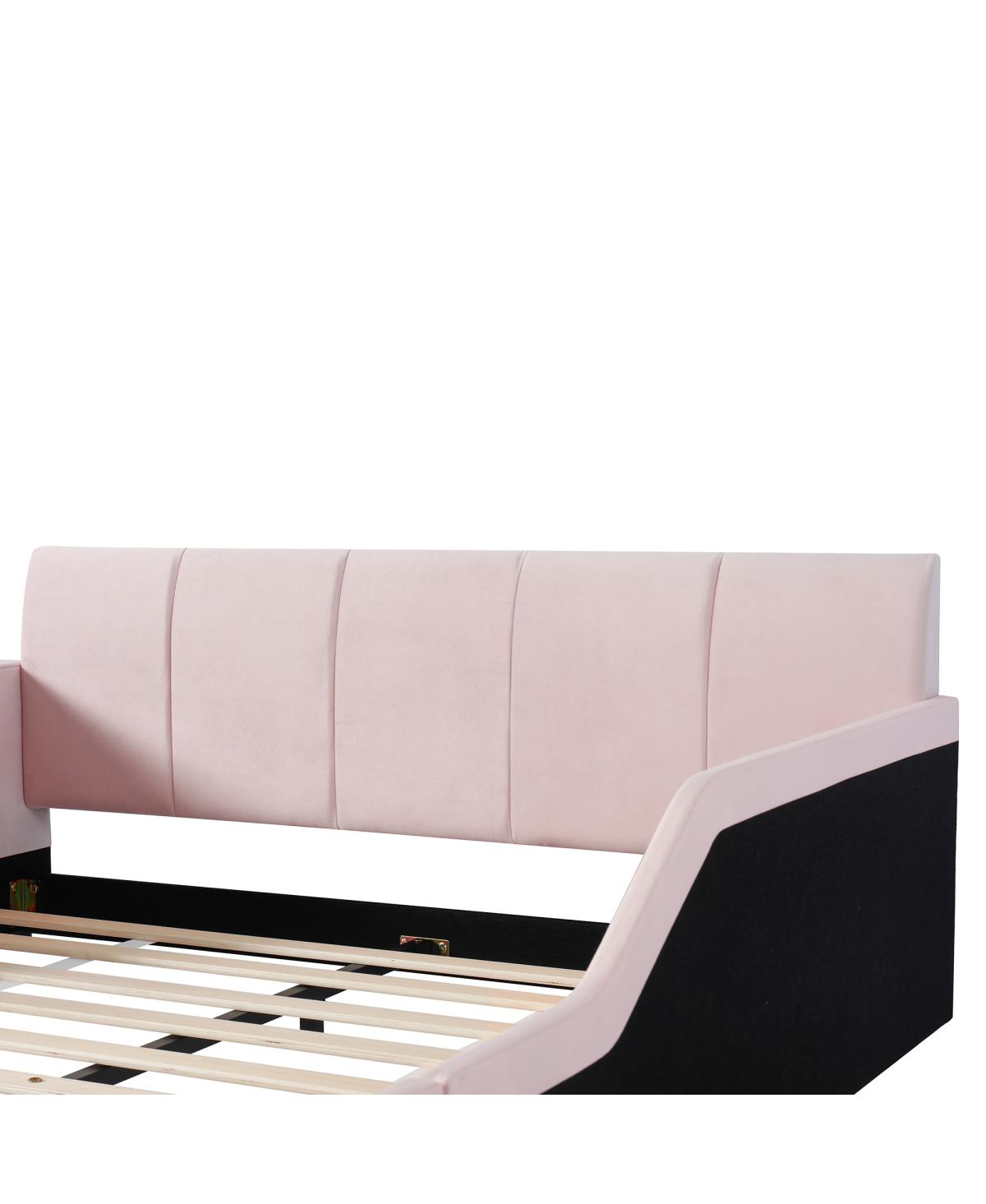 Streamdale Furniture Queen Size Upholstered Grounded Bed with Bedside Desk and Stool