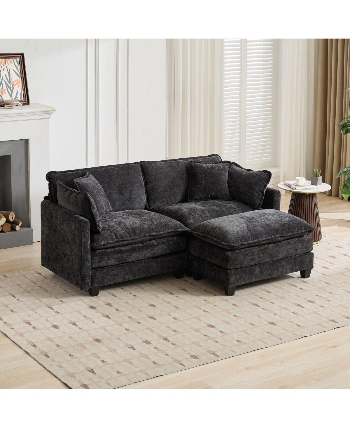 Streamdale Furniture Cloud Ottoman, Modern Sectional Couch, Living Room, Comfy Upholstered Seat, Chenille Fabric