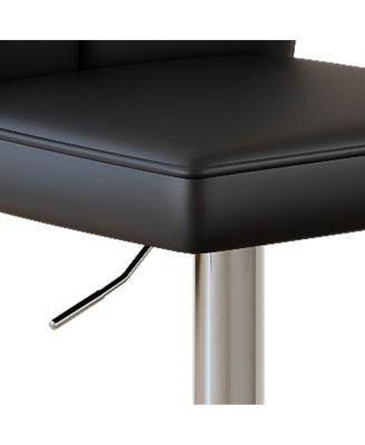 Streamdale Modern Black PU Bar Stool Set - 2-Piece with Silver Legs