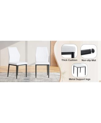 Black Faux Wood Grain MDF Dining Table Set with 4 PU Chairs.