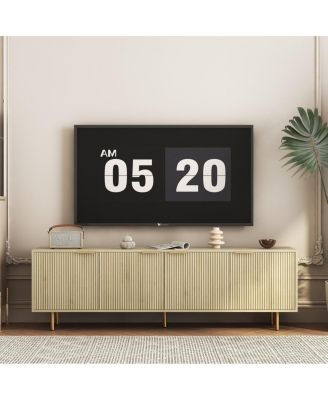 Streamdale Wood Modern TV Stand Fluted 68", Entertainment Center with Storage Doors, Media Cabinet