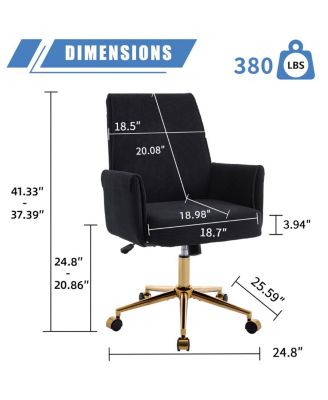 Streamdale Mid-back liftable office chair, striped fabric, ergonomic design, Black