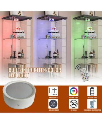 Modern Glass Display Cabinet with Drawer & LED Lights