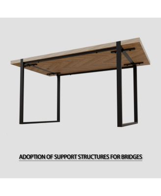 59" Light Wood Dining Table and 4 Modern Suede Chairs Set