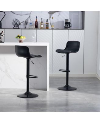 Streamdale Bar Stools Set of 2 - Modern PU Leather Counter Height Swivel Chairs - Black
