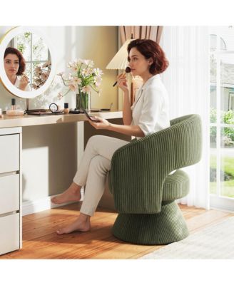 Swivel Accent Chair, Modern Barrel Chair with Thick Padding,