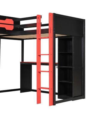 L-Shaped Twin Gaming Bed Frame w/ RGB, USB, TV Stand, Storage, Reversible