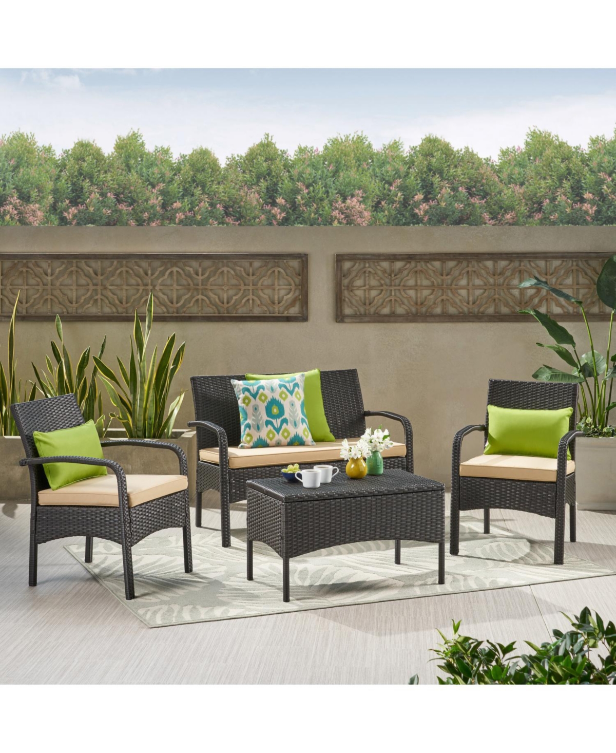 Streamdale Furniture Cordoba Pe Rattan 4-Piece Outdoor Chat Set