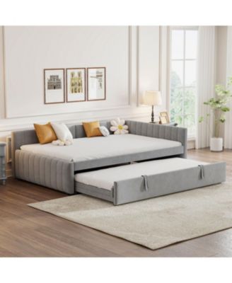 Upholstered L-Shaped Daybed with Twin Trundle