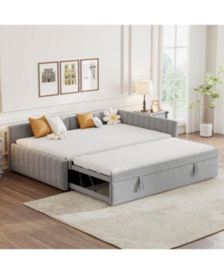 Upholstered L-Shaped Daybed with Twin Trundle