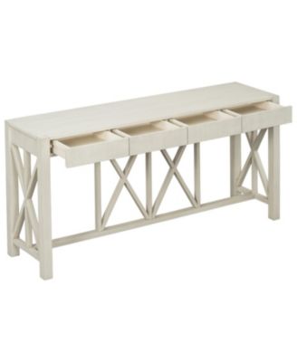  60" Acacia Console Table - Crisscross Design & 4 Drawers