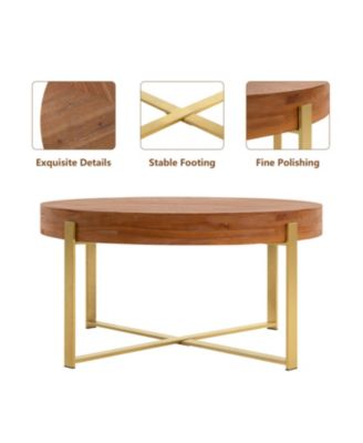 Modern Retro Round Coffee Table, Gold Legs